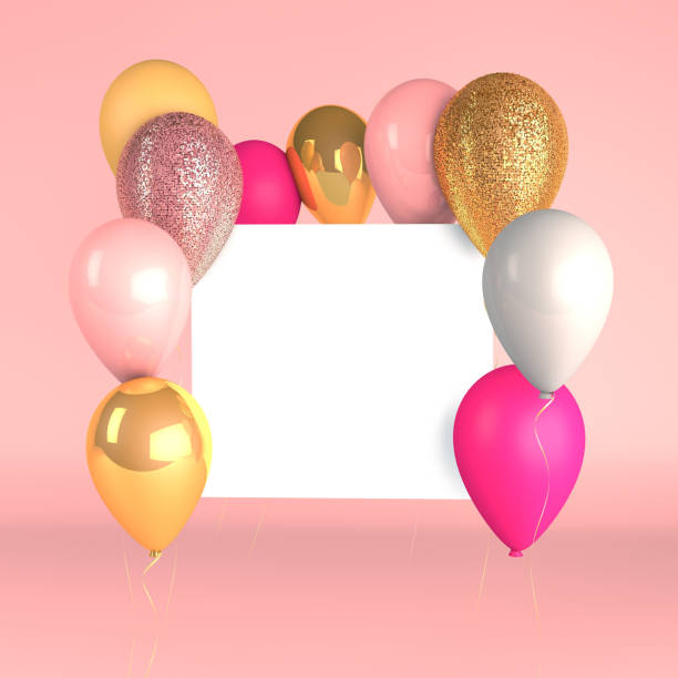 istock Balloons with a blank white poster space for message 1269712813