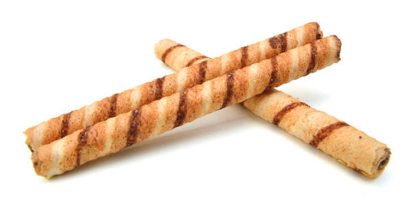 istock Wafer roll with chocolate and cocoa coating on a white background 1269713008