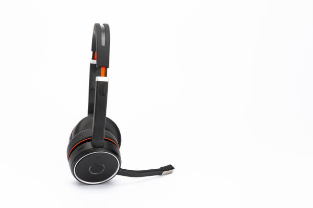 istock Black headphones with microphone 1269713033