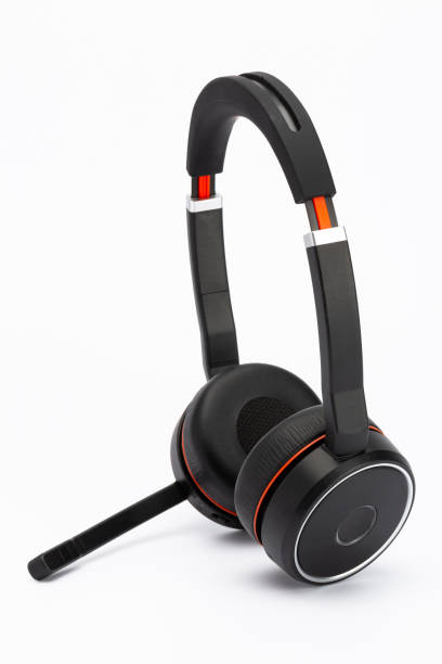 istock Black headphones with microphone 1269713052