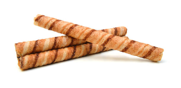 istock Wafer roll with chocolate and cocoa coating on a white background 1269713055
