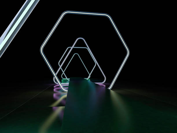 istock Neon abstract background of lines. 3D illustration 1269714345