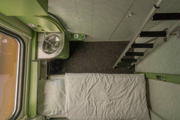 istock Single compartment in night fast train from Presov to Prague view from above 1269717375