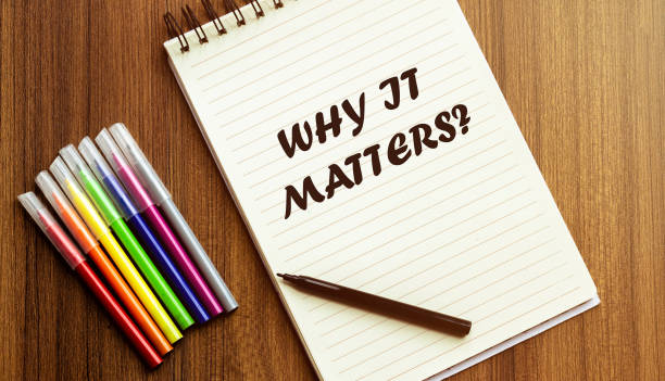istock Why It Matters. your future target searching, a marker, pen, three colored pencils and a notebook for writing 1269717570