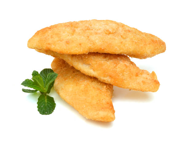 istock Two Fresh Fish Fillets Fried and Isolated on a White Background 1269721003