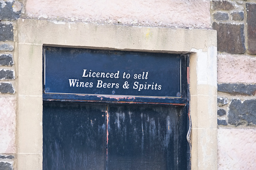 Wine beer and spirits license to sell shop sign UK