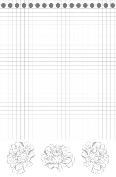 realistyczny wektor pionowej matematyki rządził szablon notebooka. copybook z pustym papierem quad na metalowym segregatorze spiralnym pierścienia, makieta organizatora dla twojej edukacji lub tekstu biznesowego - spiral notebook note pad spiral ring binder stock illustrations