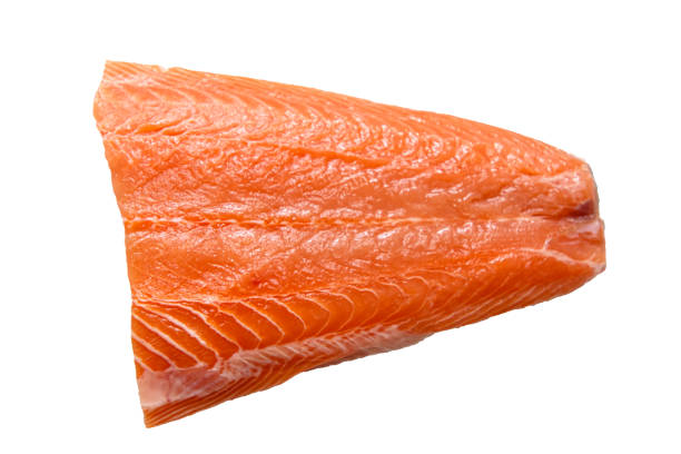 istock Salmon fillet, tail part is on a white background. Isolated 1269726030