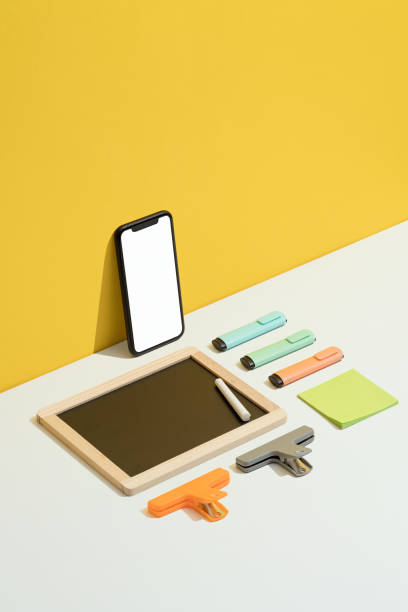 istock School supplies flat lay on yellow and white background 1269726163