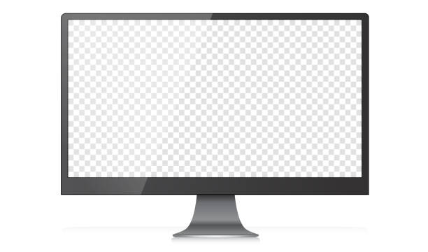 moderner widescreen 4k desktop pc monitor - flat screen stock-grafiken, -clipart, -cartoons und -symbole