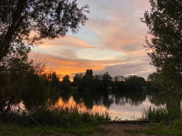 istock Dusk at a fishing lake 1269730997