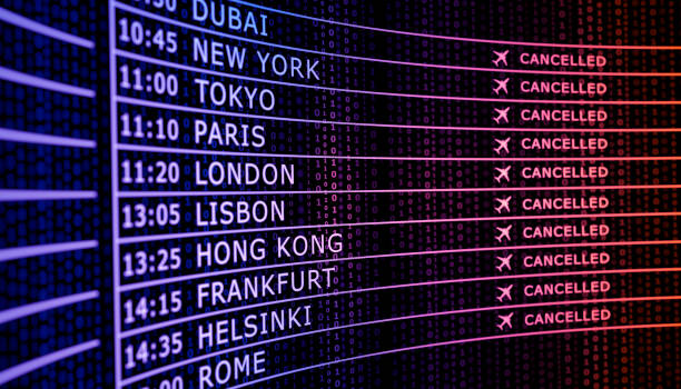 Abstract airline schedule cancelled flying directions stock photo