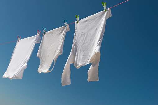Hang clothes. Clear sky.
