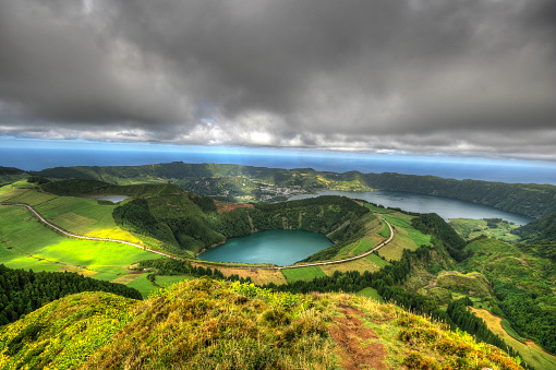 View over Lagoa das Sete Cidades from Grota do Inferno, São Miguel, Azores