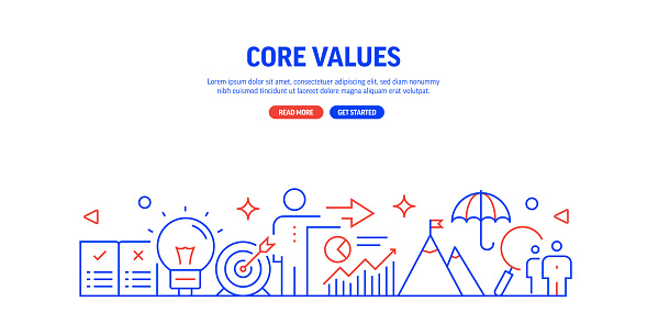 Core Values Related Web Banner Line Style Modern Linear Design Vector ...
