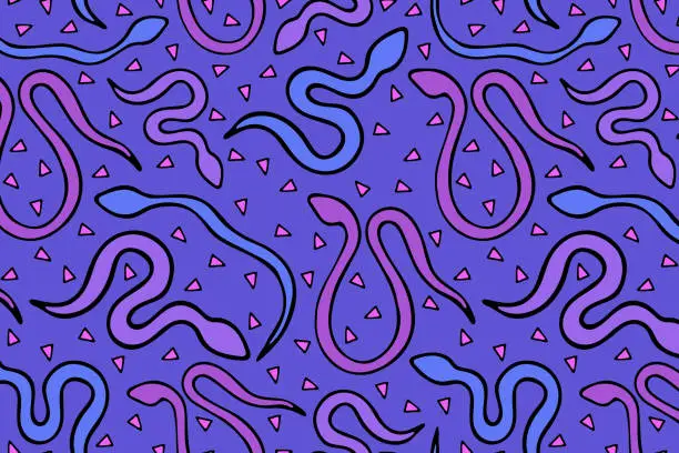 Vector illustration of Bright snake vector seamless pattern.