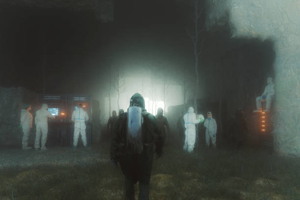 istock Futuristic apocalypse survivors in the cave 1269749243