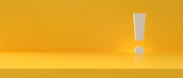 istock Studio photography yellow background with exclamation mark white. 3d rendering. 1269750128