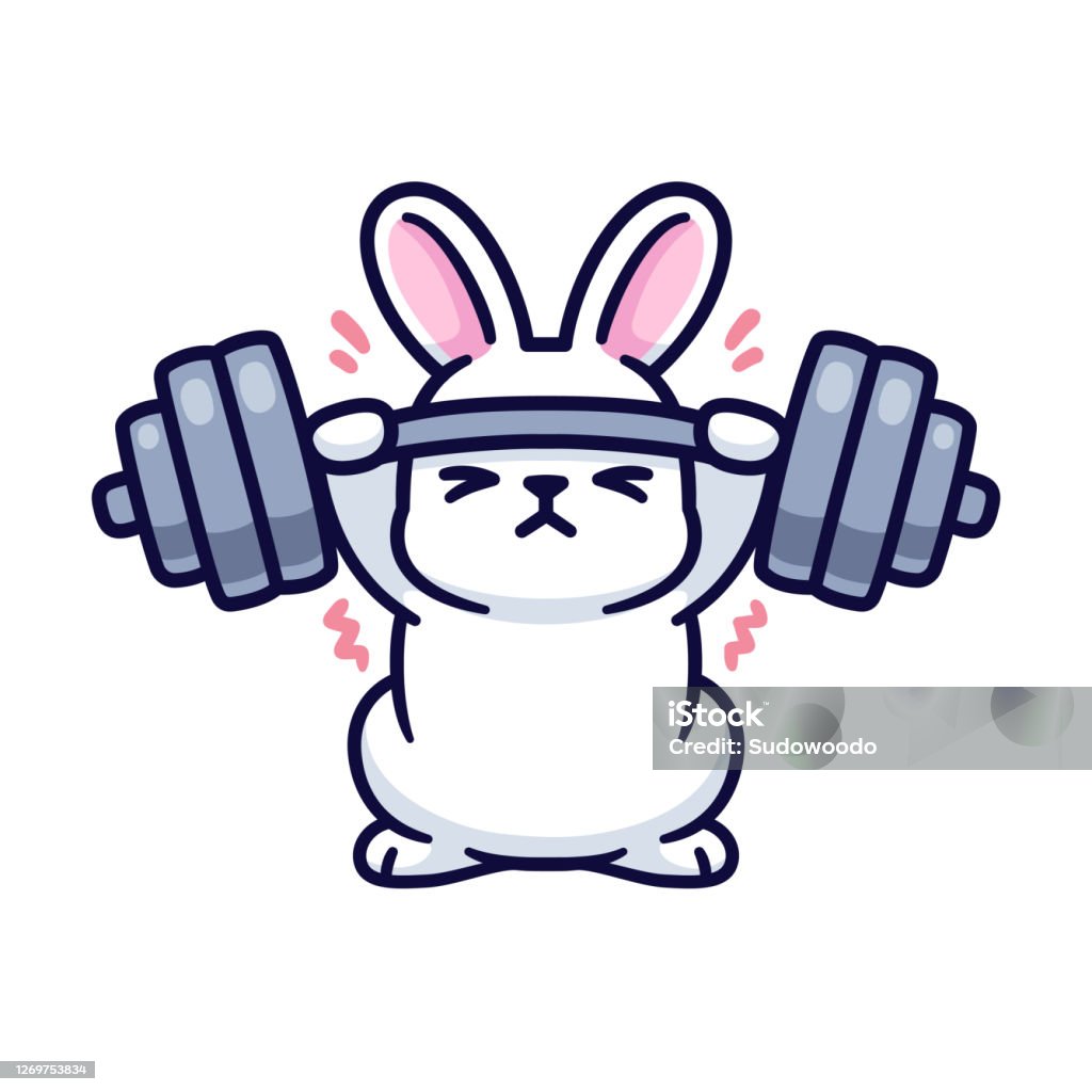 Gym Bunny Rabbit Lifting Barbell Stock Illustration - Download Image Now -  Rabbit - Animal, Cartoon, Gym - iStock