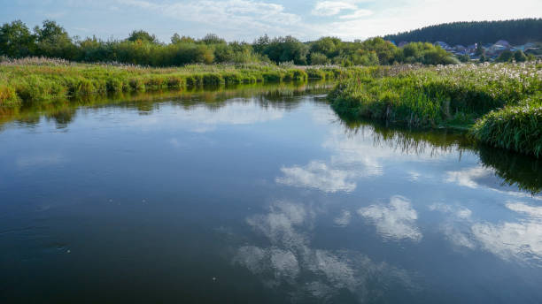 Miass river in South Ural, Russia. Beautiful river Miass in the Urals. The wonderful summer and autumn nature of Russia. It's a great place to stay. south ural stock pictures, royalty-free photos & images