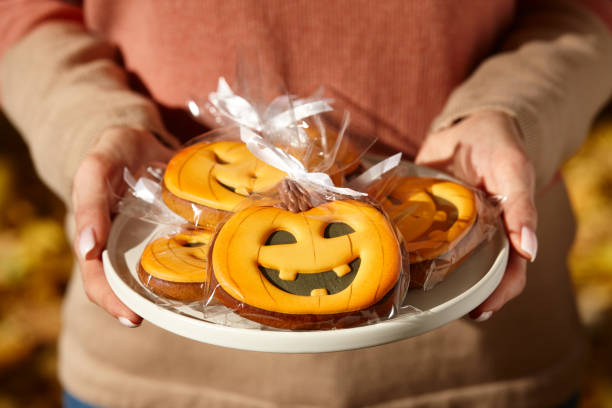 istock Halloween gingerbread pumpkins in plate 1269755950