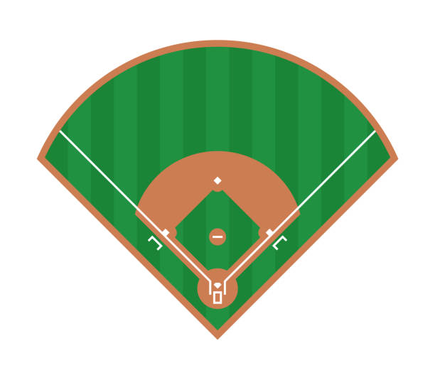 ikona pola baseballu. płaska ilustracja projektu wektora pola baseballowego. widok z góry w sieci web - infield stock illustrations