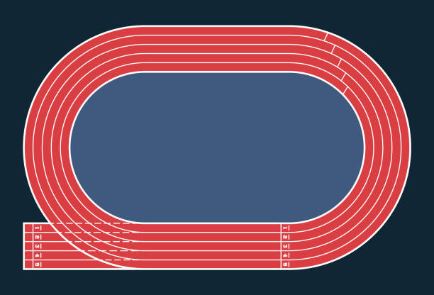 ilustrações de stock, clip art, desenhos animados e ícones de running track, top view of sport stadium. vector illustration. - running track