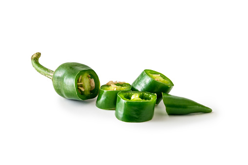 Green chilli pepper isolated.