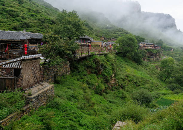 istock Ancient Xuankong or Hanging Village built between cliffs 1269782415