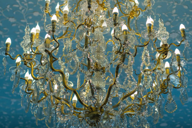 istock Antique classic chandelier with modern lamps 1269785047