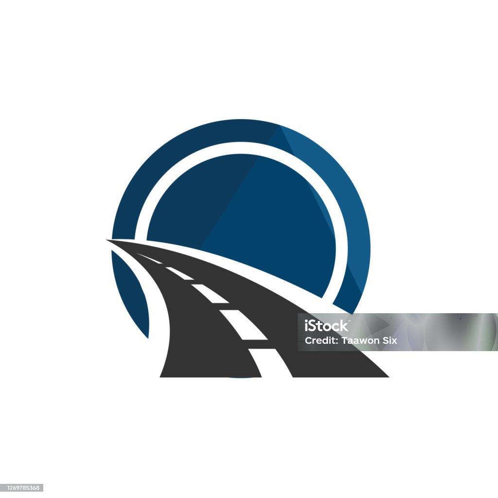 diseño de carreteras de mantenimiento de carreteras. Inserción de la idea del icono vectorial de la plantilla de diseño con la carretera. Tema de transporte y tráfico. - arte vectorial de Vía libre de derechos