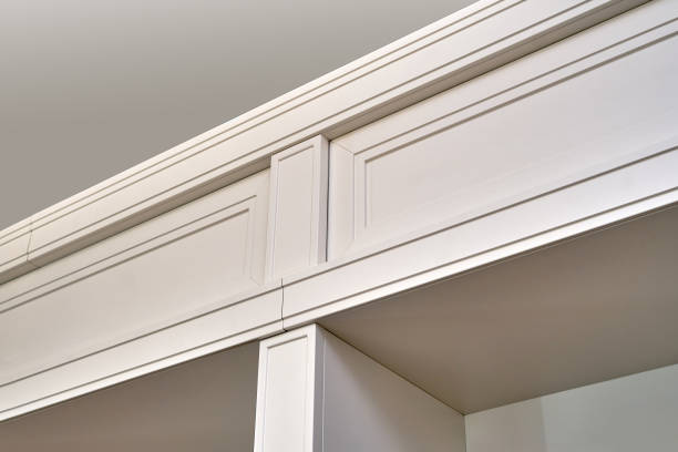 istock White wooden bookcase with empty shelves in home library 1269786673