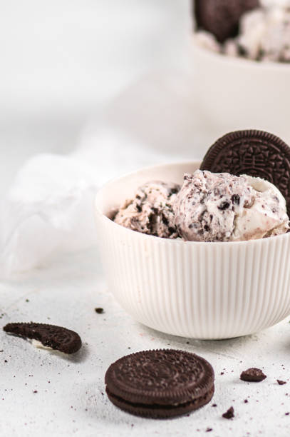 istock Vanilla ice cream with chocolate cookies 1269789117
