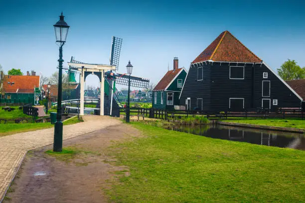 Photo of Cozy rural touristic village Zaanse Schans near Amsterdam, Netherlands, Europe