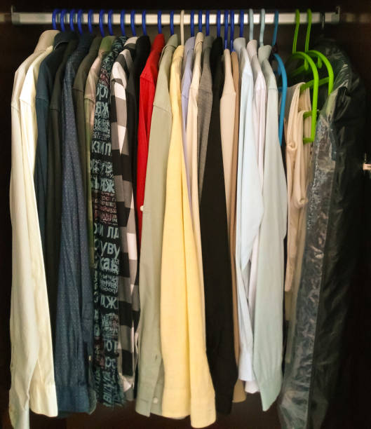 istock Wardrobe with well-groomed men's clothing. 1269792010