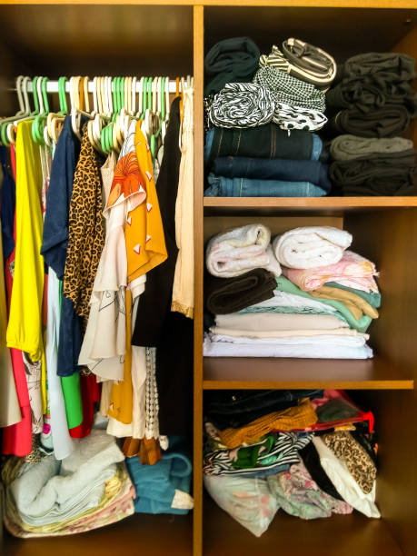 istock Closet with feminine clothes and utensils for individual use. 1269792030