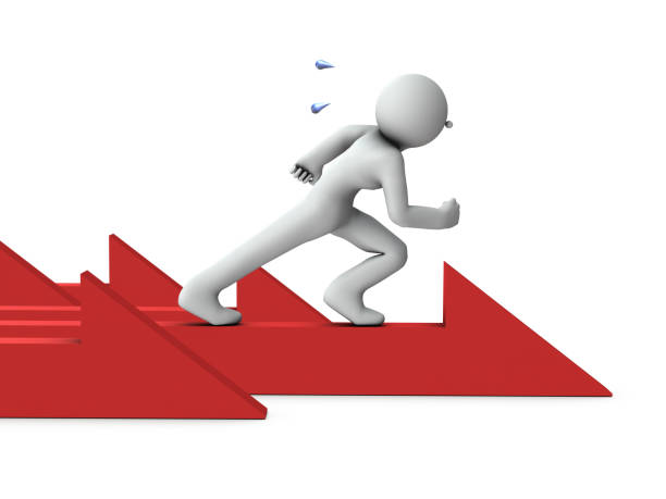 istock A character running at the top. He is a pioneer. White background. 3D rendering. 1269792661