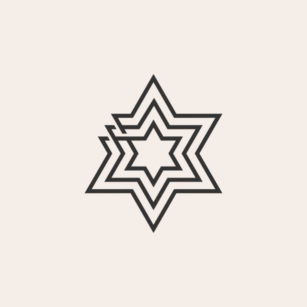 üç hexagram hipster vintage vektör simgesi illüstrasyon - kudüs illüstrasyonlar stock illustrations
