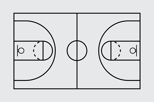 Isolated aerial view of a basketball court image. Vector illustration design