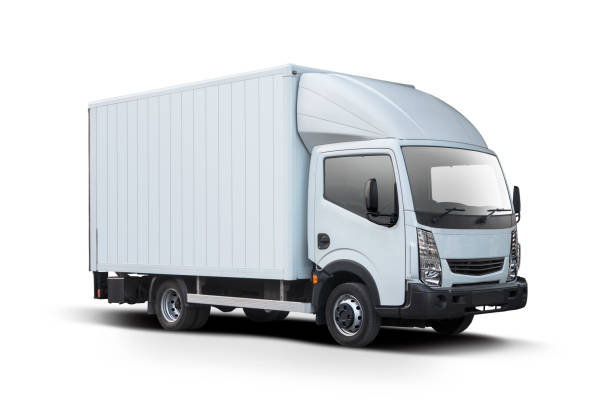 istock White truck isolated on white 1269806243
