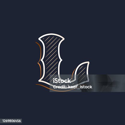 istock Vintage L letter logo with line decoration. Classic serif lettering. 1269806456