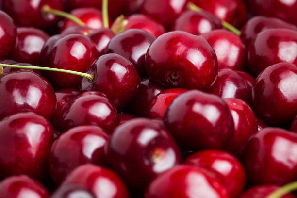 Ripe juicy cherry close-up. Without background, texture