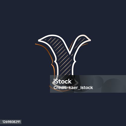 istock Vintage Y letter logo with line decoration. Classic serif lettering. 1269808291