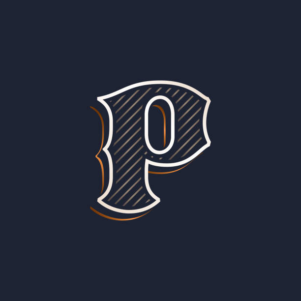 vintage p logo z dekoracją linii. klasyczny napis szeryfowy. - letter p text calligraphy old fashioned stock illustrations
