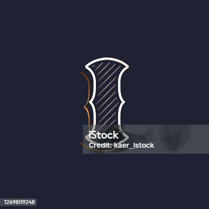 istock Vintage I letter logo with line decoration. Classic serif lettering. 1269809248