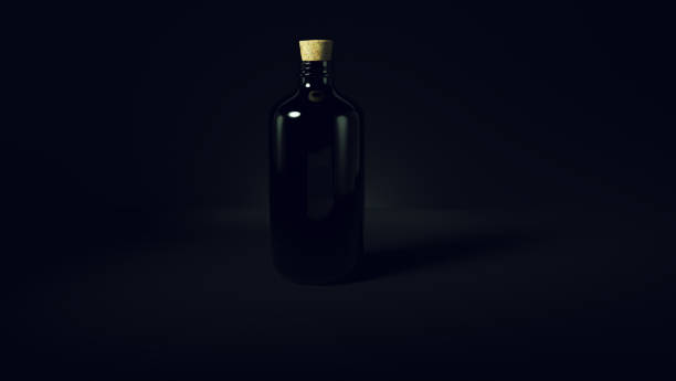 istock Black Glass Bottle with a Cork Stop 1269810388