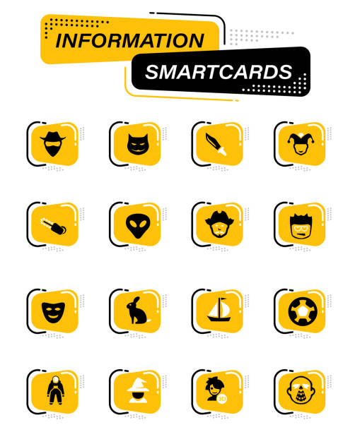 Genres of cinema icons set Set of movie genres color vector icons on information smart cards for user interface design action anime movies stock illustrations