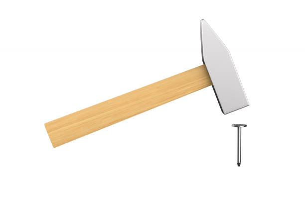 istock hammer and nail on white background. Isolated 3D illustration 1269813041