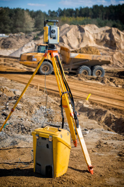 istock Landsurveyor equipment on a highway construction site 1269816165
