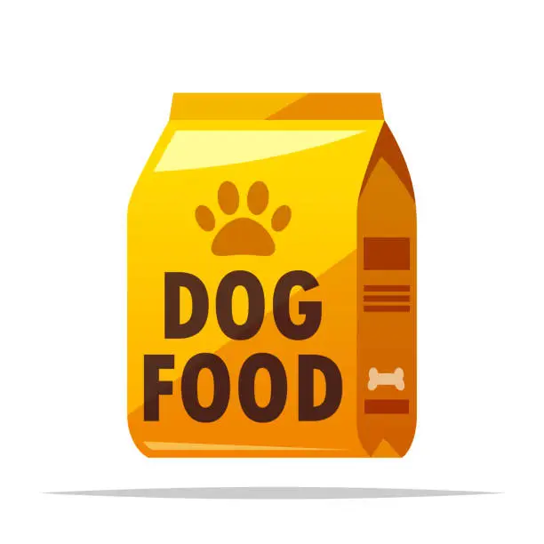 Vector illustration of Bag of dog food vector isolated illustration